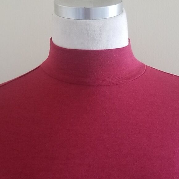 BR Mock Turtleneck, Elbow Length Slv, Burgundy - Picture 2 of 4